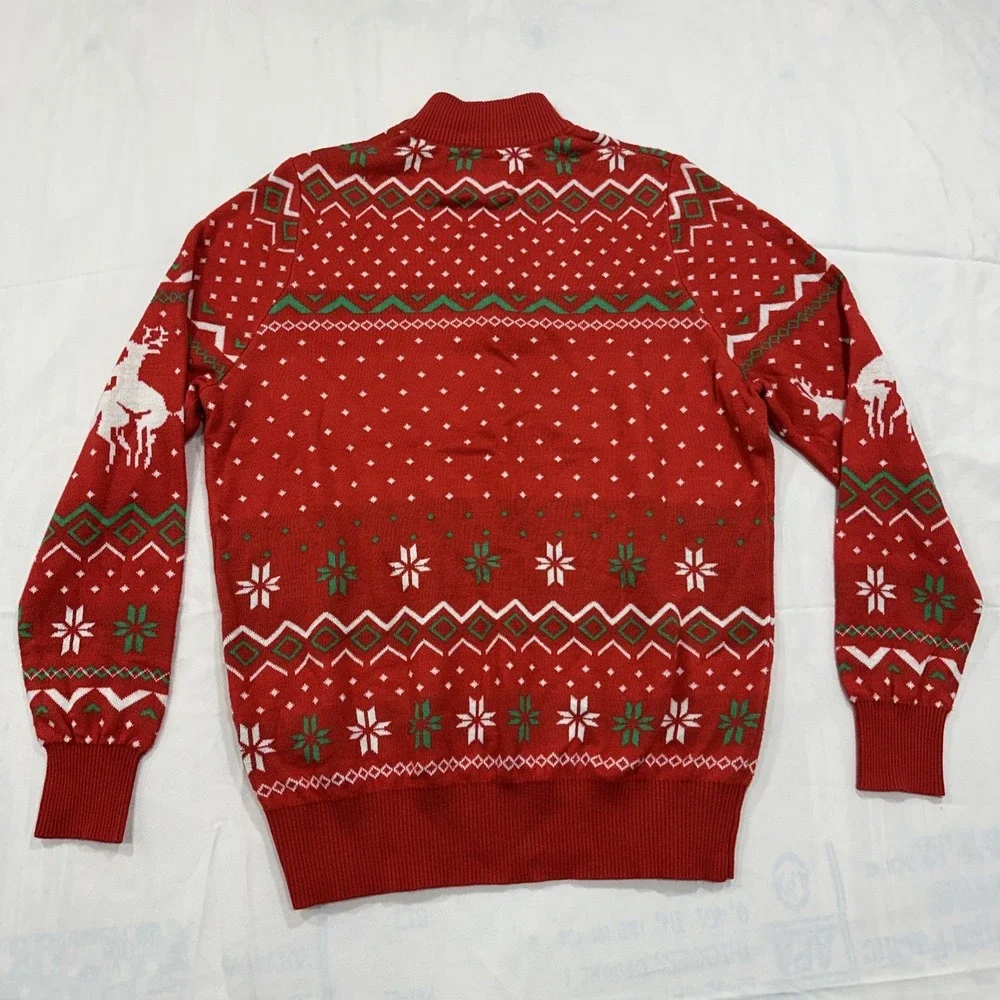 Tipsy Elves Ugly Christmas Sweater Men's XL Quarter Zip Red Green Naughty